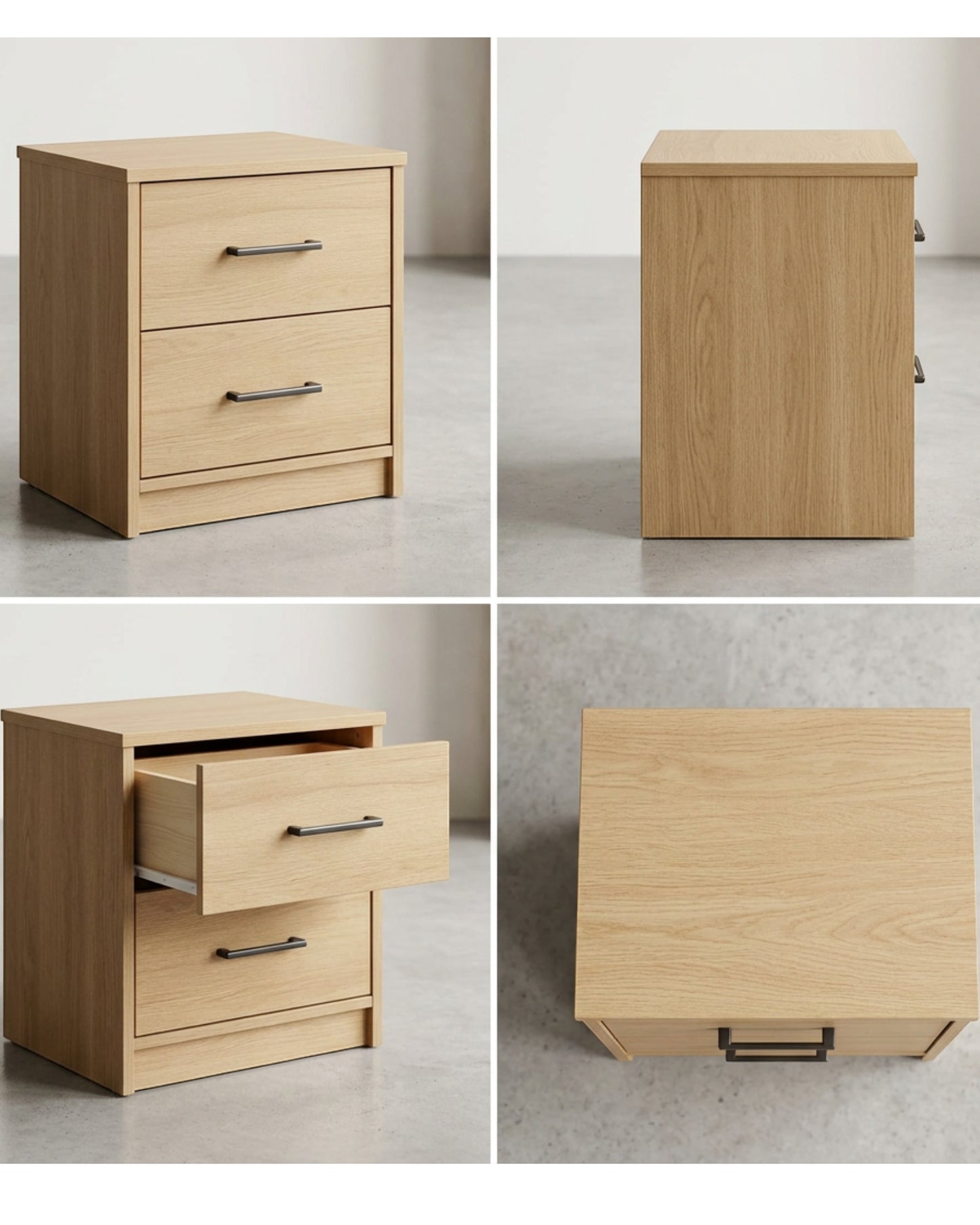 Focae Nightstand Oak 2 Drawer 22 in