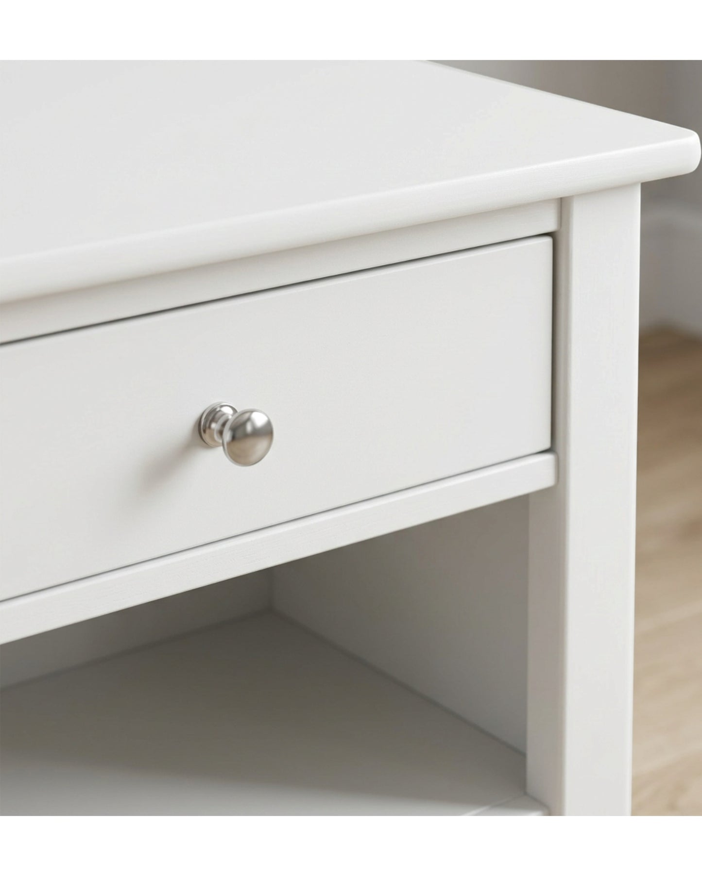 Focae Bedside Table White 1 Drawer with Shelf