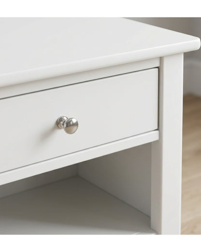 Focae Bedside Table White 1 Drawer with Shelf