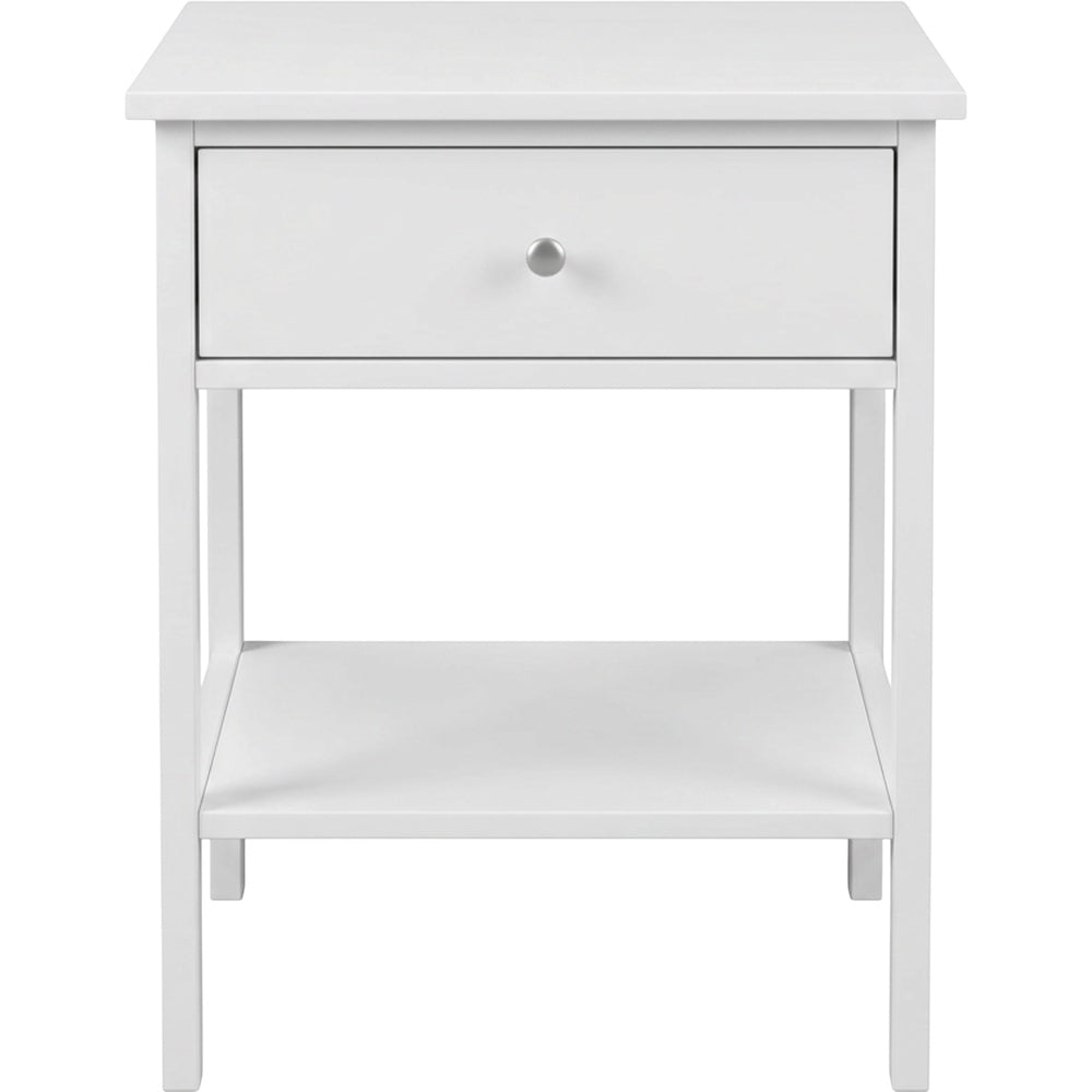 Focae Bedside Table White 1 Drawer with Shelf