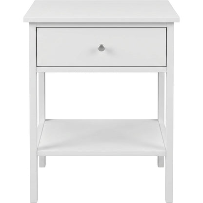 Focae Bedside Table White 1 Drawer with Shelf