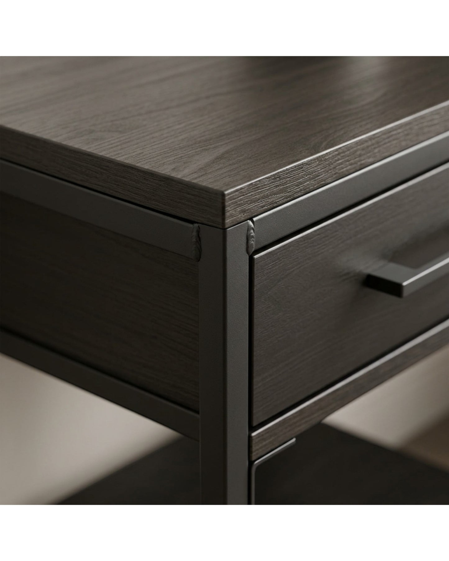 Focae Black Nightstand Metal Frame 24 in