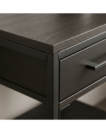 Focae Black Nightstand Metal Frame 24 in