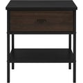 Focae Black Nightstand Metal Frame 24 in