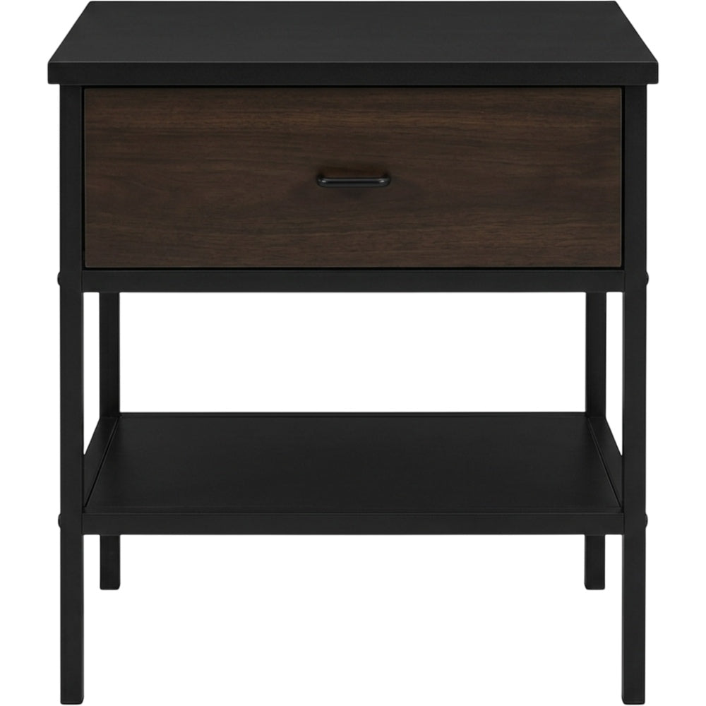 Focae Black Nightstand Metal Frame 24 in