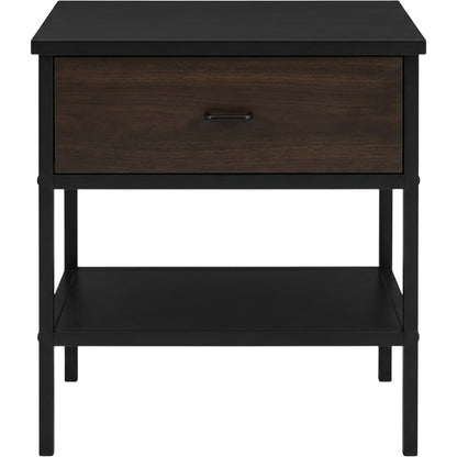 Focae Black Nightstand Metal Frame 24 in