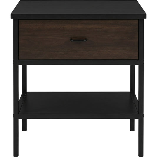Focae Black Nightstand Metal Frame 24 in