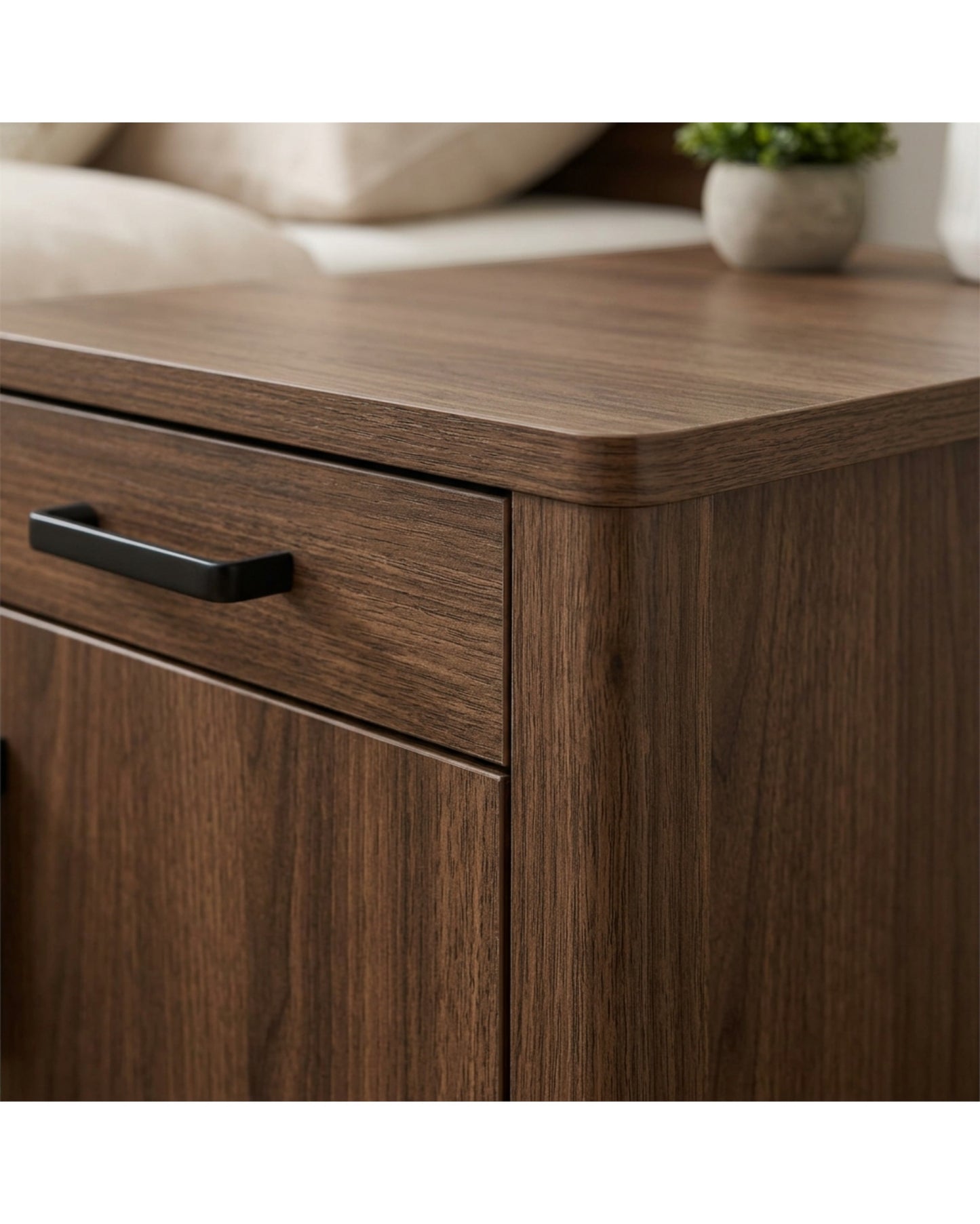 Focae Narrow Bedside Cabinet Walnut 25 in
