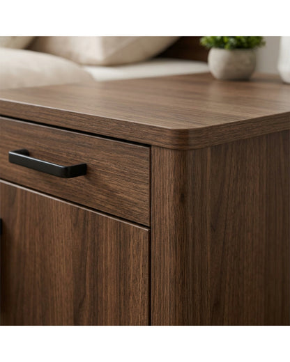 Focae Narrow Bedside Cabinet Walnut 25 in