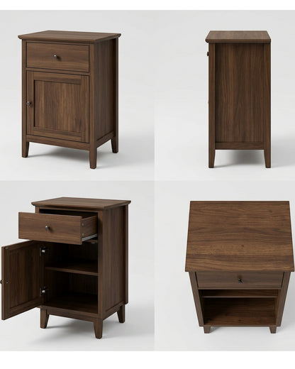 Focae Narrow Bedside Cabinet Walnut 25 in