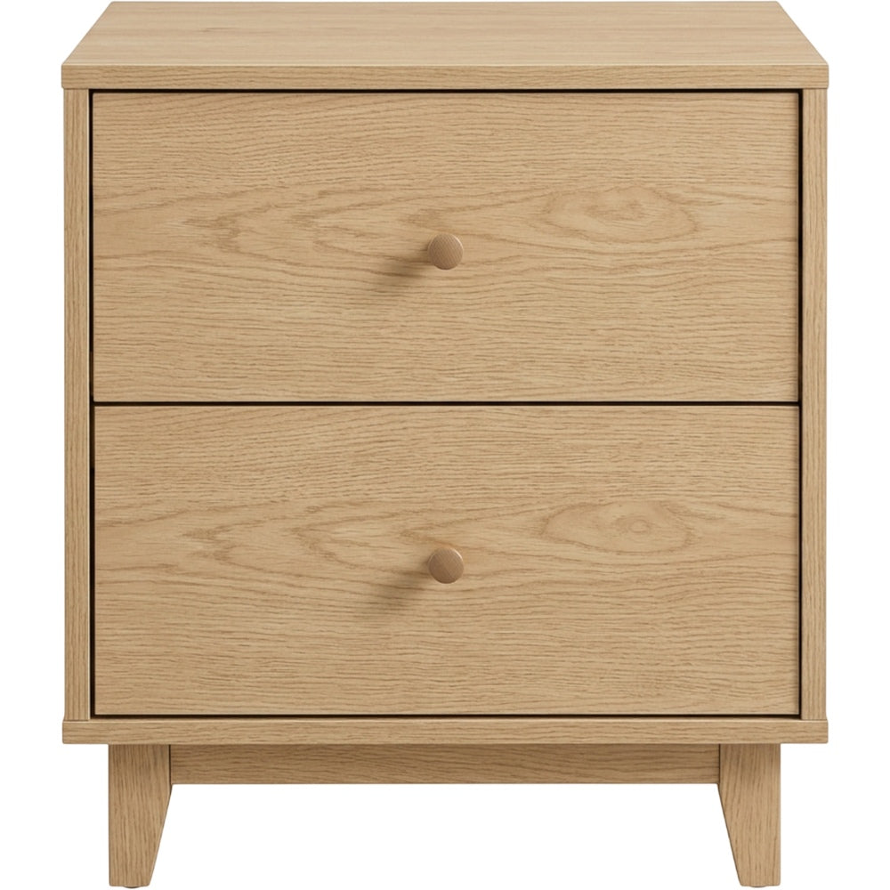 Focae Nightstand Oak 2 Drawer 22 in