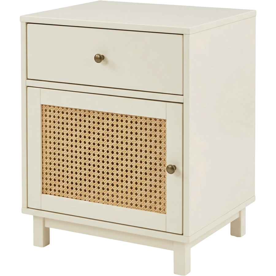 Focae Rattan Door Nightstand with Drawer Ivory