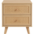Focae Rattan Front Nightstand Natural 2 Drawer