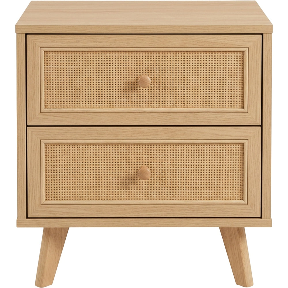 Focae Rattan Front Nightstand Natural 2 Drawer