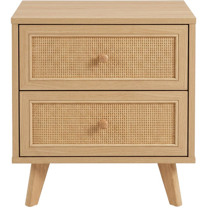Focae Rattan Front Nightstand Natural 2 Drawer