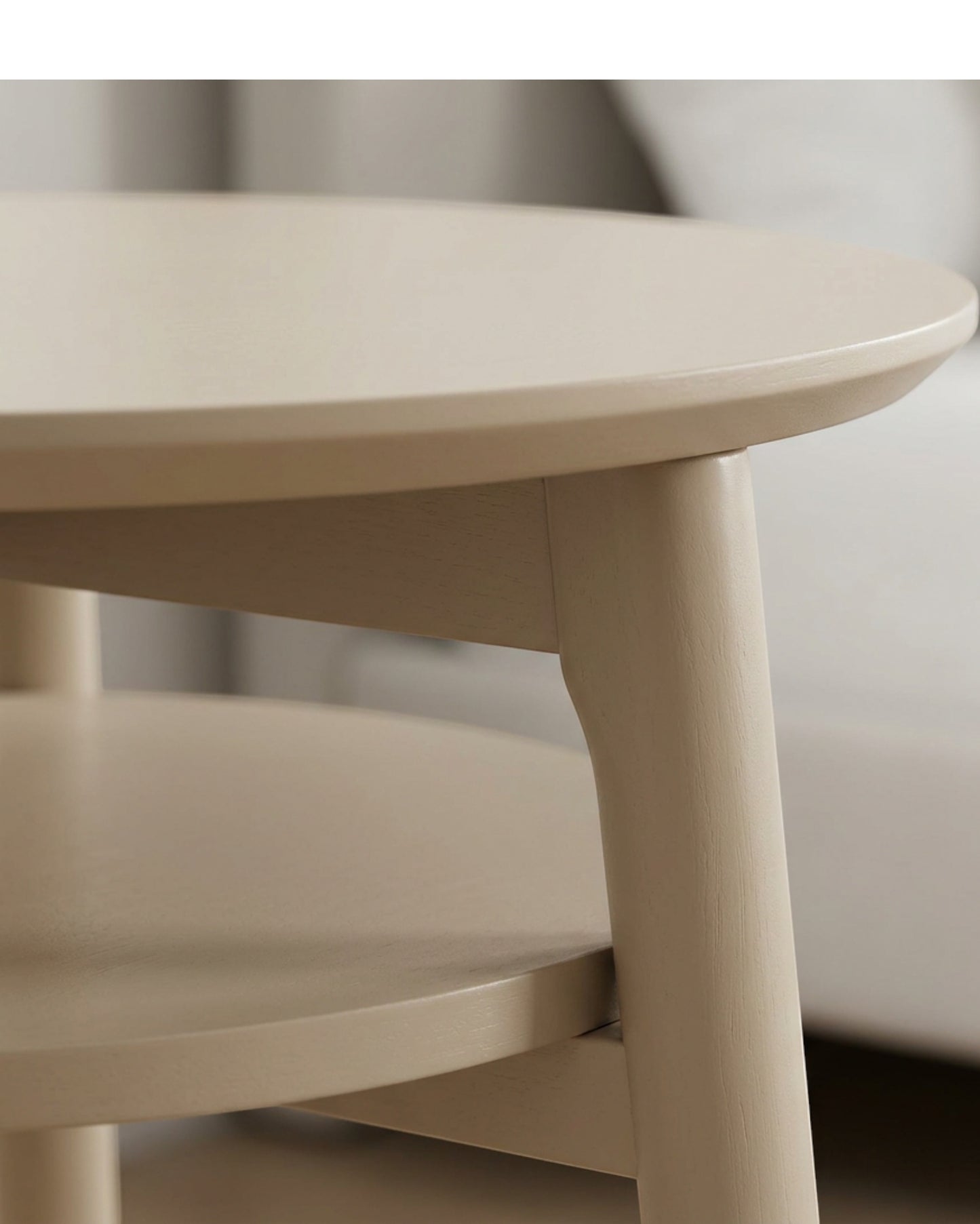 Focae Round Side Table Nightstand Beige 20 in