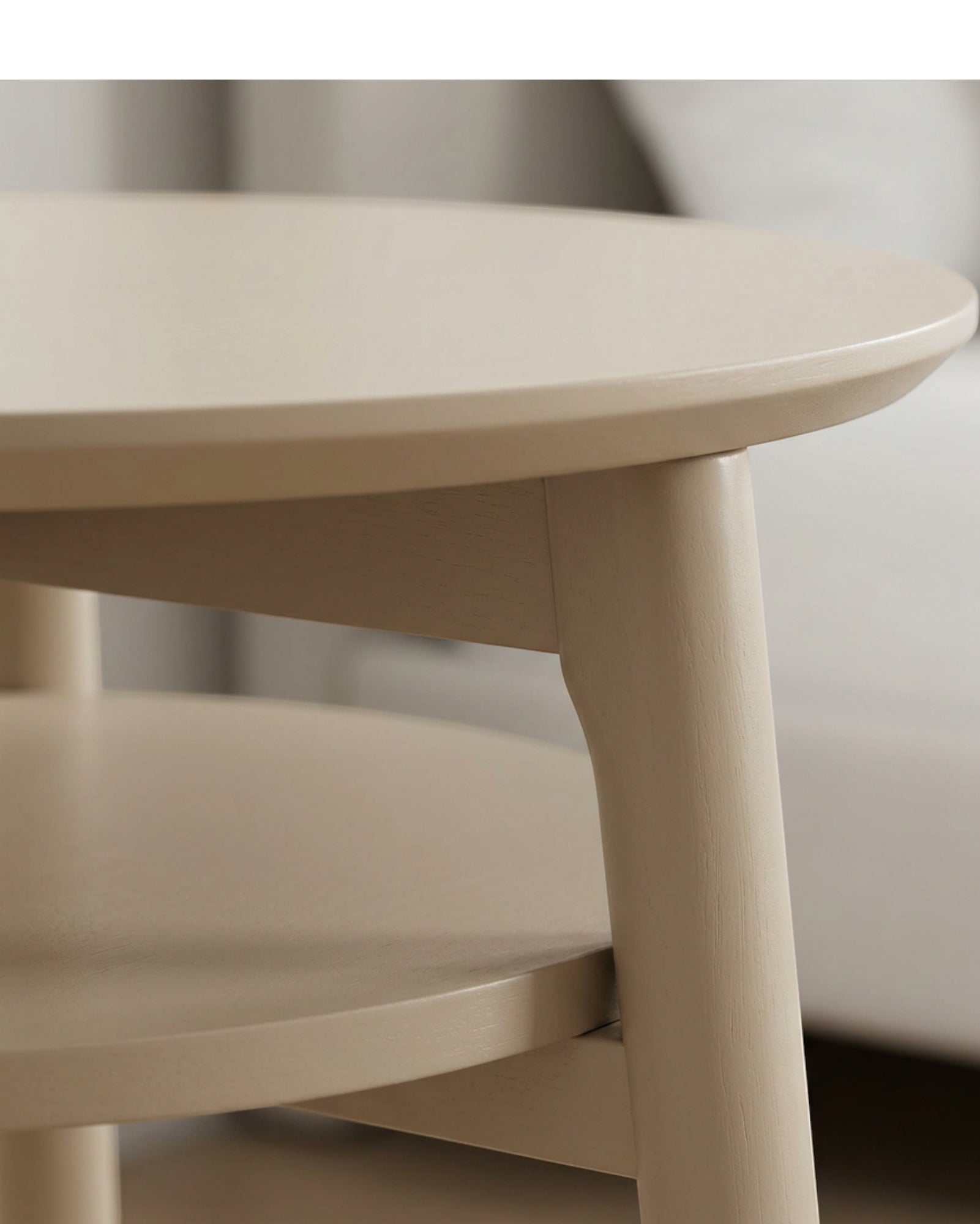 Focae Round Side Table Nightstand Beige 20 in