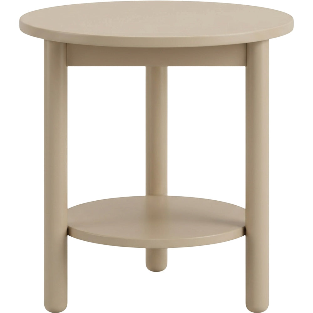 Focae Round Side Table Nightstand Beige 20 in