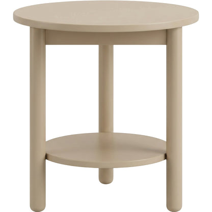Focae Round Side Table Nightstand Beige 20 in