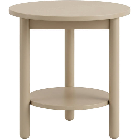 Focae Round Side Table Nightstand Beige 20 in